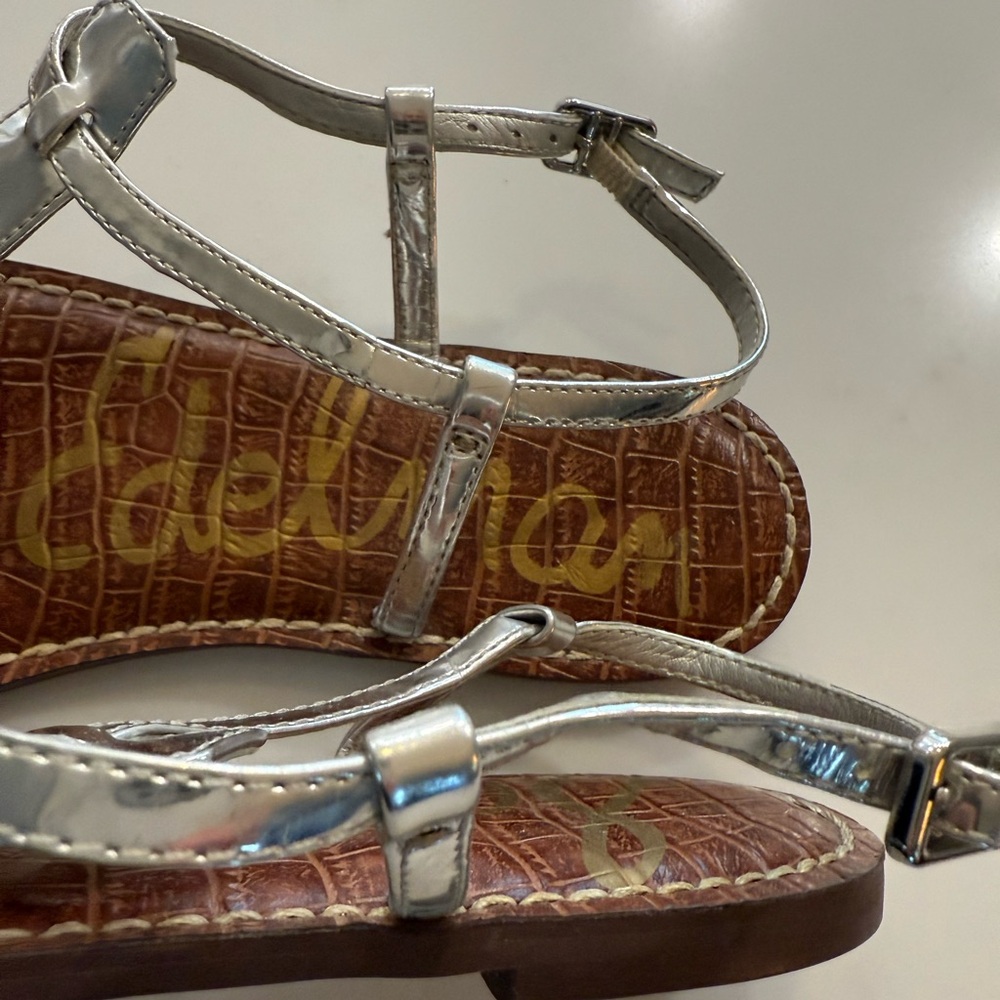 Delman Shiny Silver Strappy Sandals